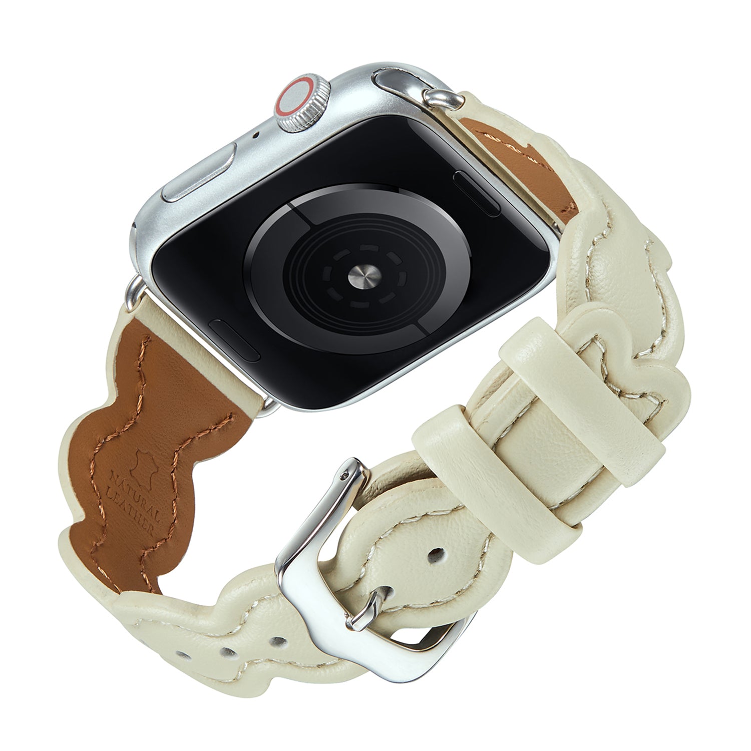 For Apple Watch Series 9 8 7 41mm 6 5 SE SE (2022) SE (2023) 4 40mm 3 2 1 38mm Genuine Leather Watch Band Candied-haws Shape Bracelet Replacement Strap For Apple Watch Series 9 8 7 41mm 6 5 SE SE (2022) SE (2023) 4 40mm 3 2 1 38mm Genuine Leather Watch Band Candied-haws Shape Bracelet Replacement Strap